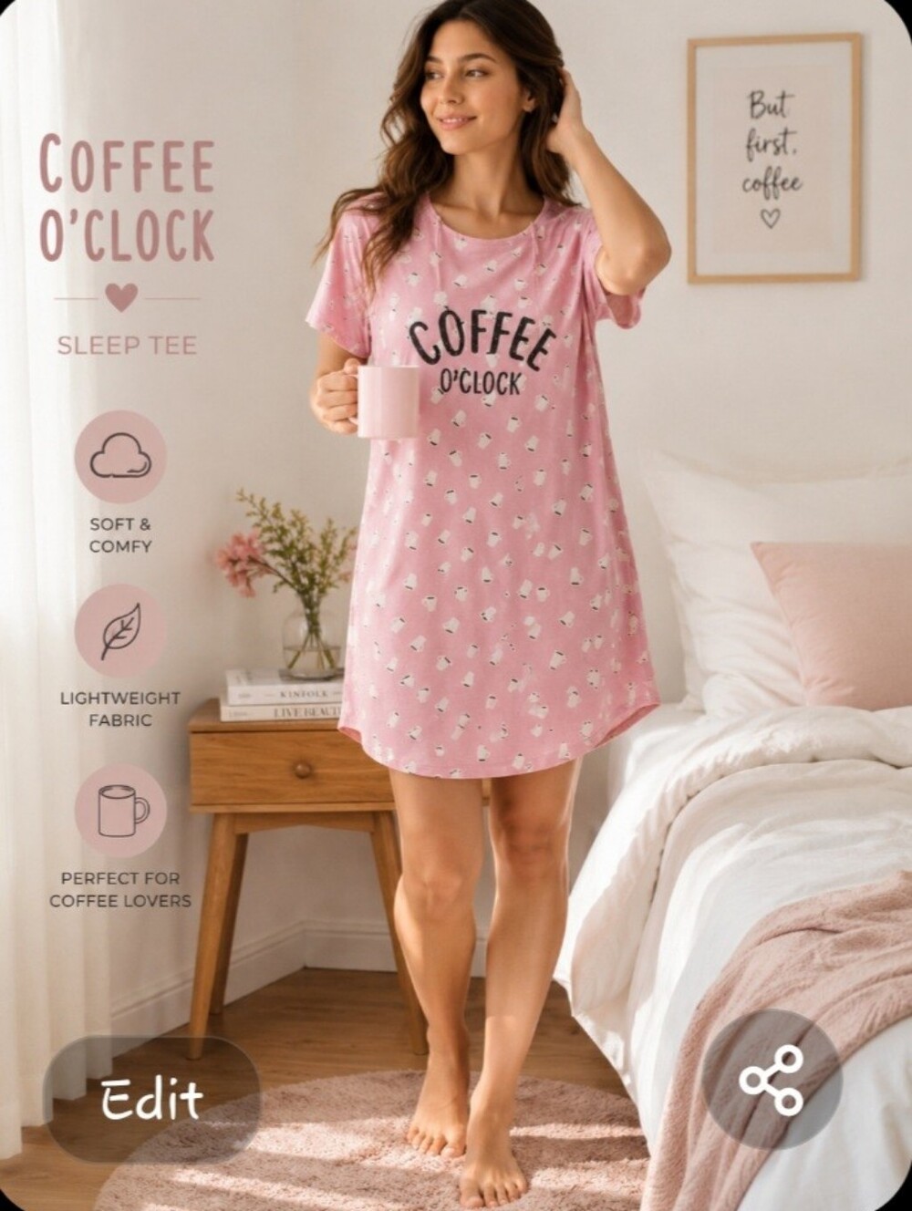 George Pink Coffee Mug Sleep Tee